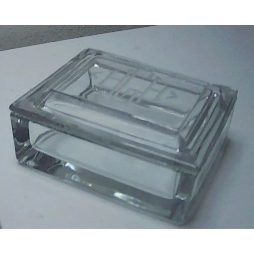 Vintage Heavy Beveled Glass Trinket Cigarette, Candy Lidded Box. QUALITY